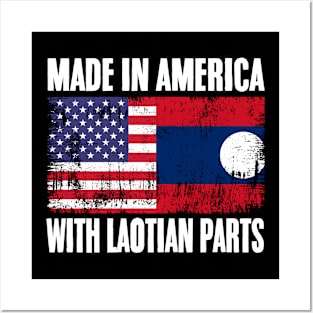 Made In America Vintage Half American Half Laotian Flag Laos Posters and Art